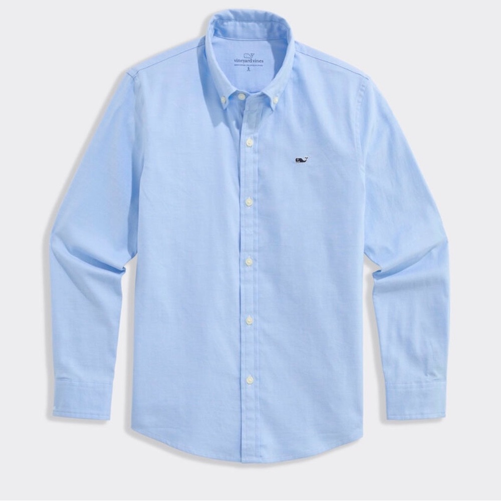 Vineyard Vines- Boys'  Solid Oxford Sky Blue Button Down Shirt